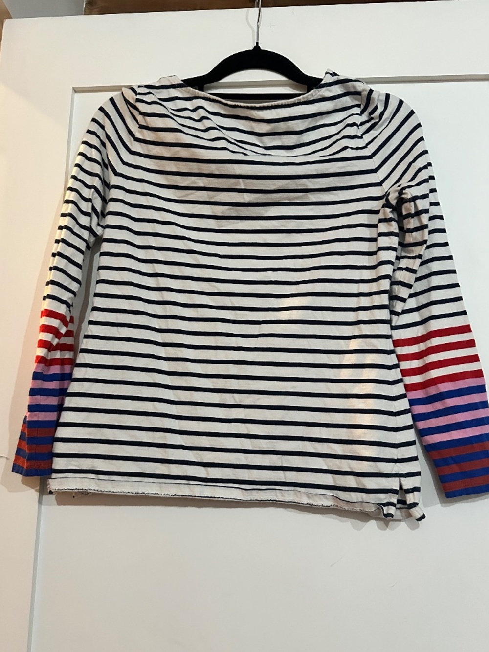 Boden Striped Crew Neck Top Size 6 Long Sleeve Cotton Gray See Pictures - Picture 4 of 6